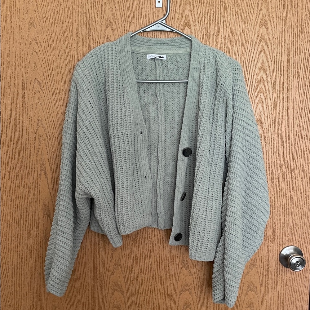 Fashion Nova Textured Cardigan - Light Green